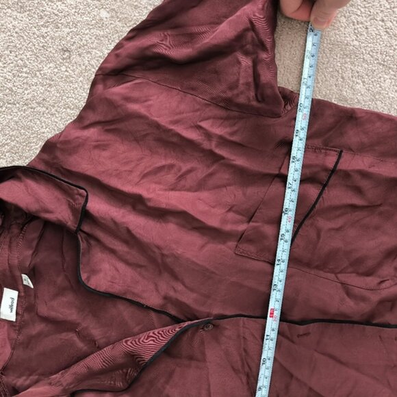 NWT Aritzia Wilfred Murol Preppy Oversized Sleek Truffle Black Pipping Shirt M - Picture 8 of 11